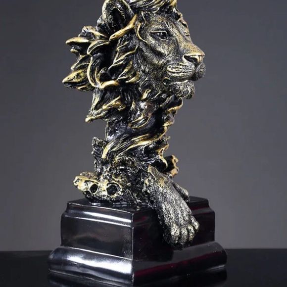 Lion King Head Statue | Home Office Table Desk Decor Figurine Collectible #1218 - Picture 4 of 5